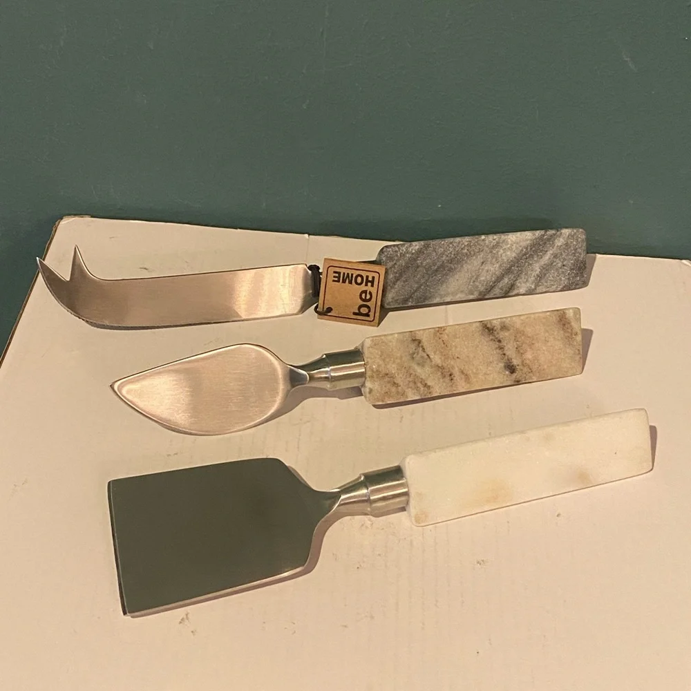 Geo Marble Cheese Knives, Set of 3 - New in Box